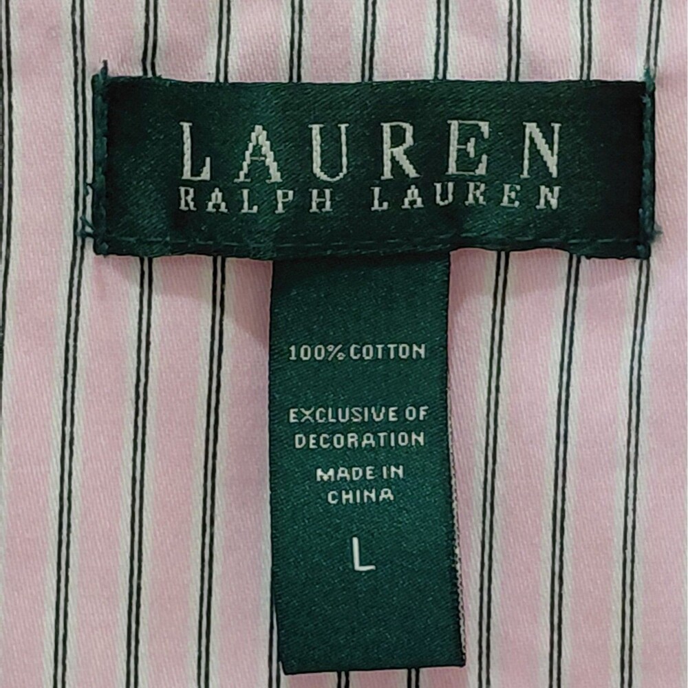 Lauren Ralph Lauren Sleepshirt Women's Large Pink Gray Stripes Monogram Cotton - Picture 5 of 8